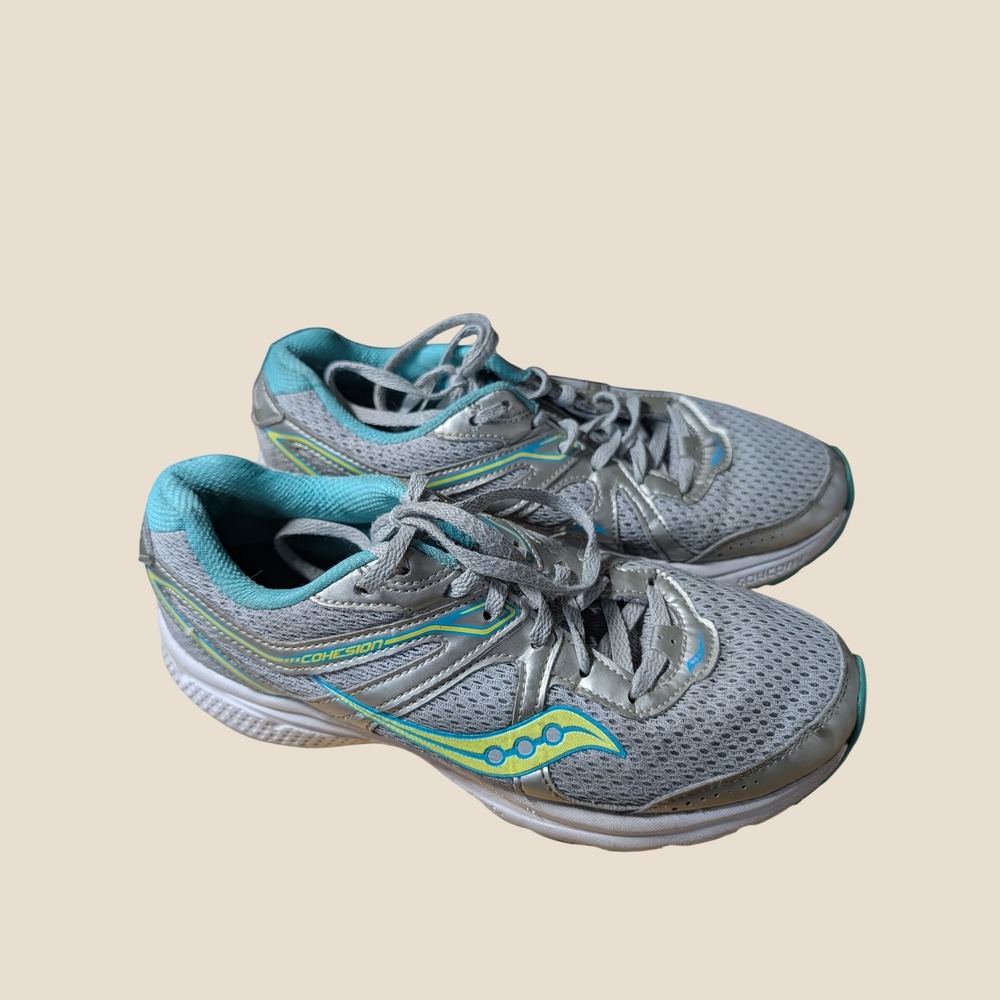 Saucony Cohesion 11 Womens Running Shoes Grey Silver Teal S10420-11 Size 8
